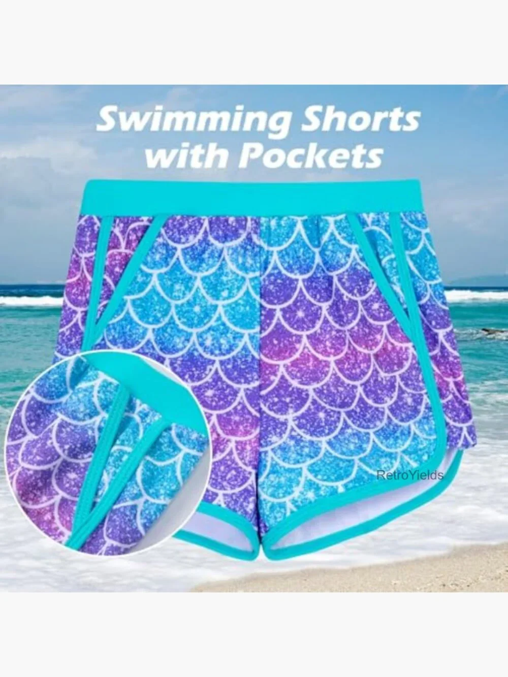 Girls UPF 50+ Long Sleeve Rash Guard 2 Piece Swimsuit Set with Shorts